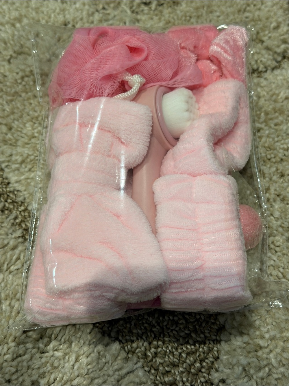 Pink Facial Spa Set - Gentle Cleansing Brush & Plush Headband
